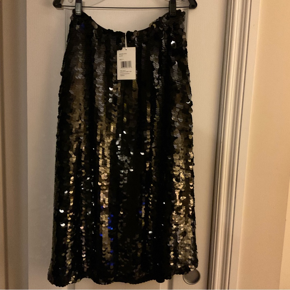 Lafayette 148 New York Black Sequin Skirt Size S NWT